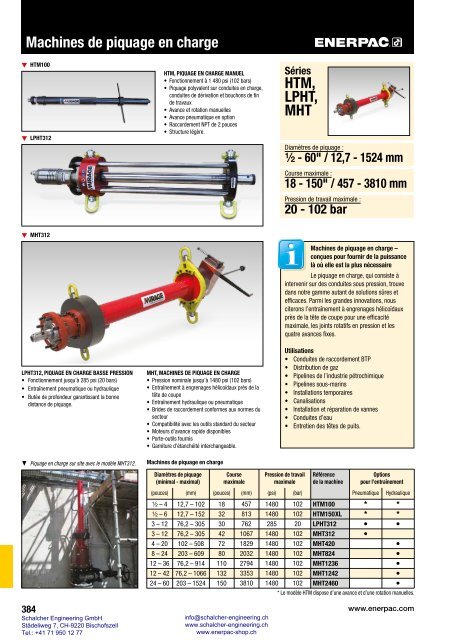 Enerpac Outillages Industriels - Catalogue Français - Schalcher Engineering GmbH