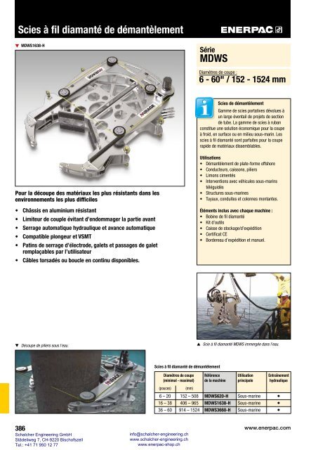 Enerpac Outillages Industriels - Catalogue Français - Schalcher Engineering GmbH