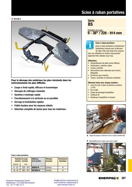 Enerpac Outillages Industriels - Catalogue Français - Schalcher Engineering GmbH