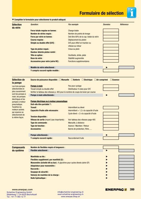 Enerpac Outillages Industriels - Catalogue Français - Schalcher Engineering GmbH