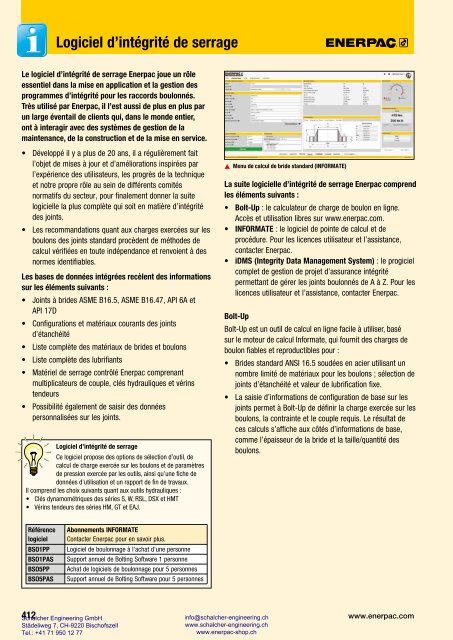 Enerpac Outillages Industriels - Catalogue Français - Schalcher Engineering GmbH