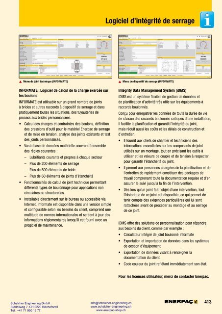 Enerpac Outillages Industriels - Catalogue Français - Schalcher Engineering GmbH