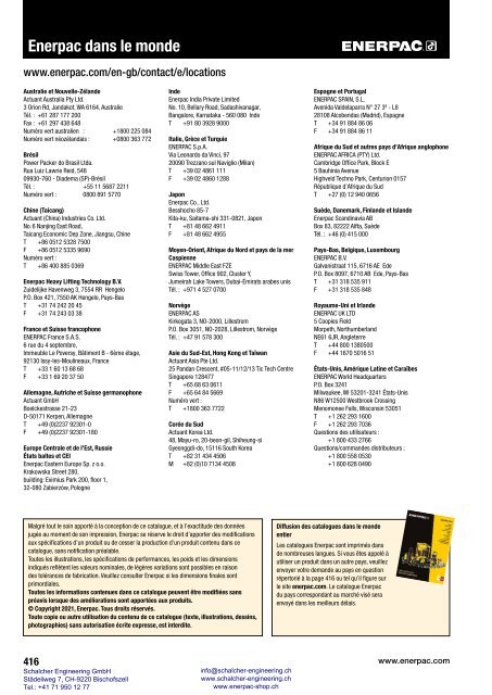 Enerpac Outillages Industriels - Catalogue Français - Schalcher Engineering GmbH