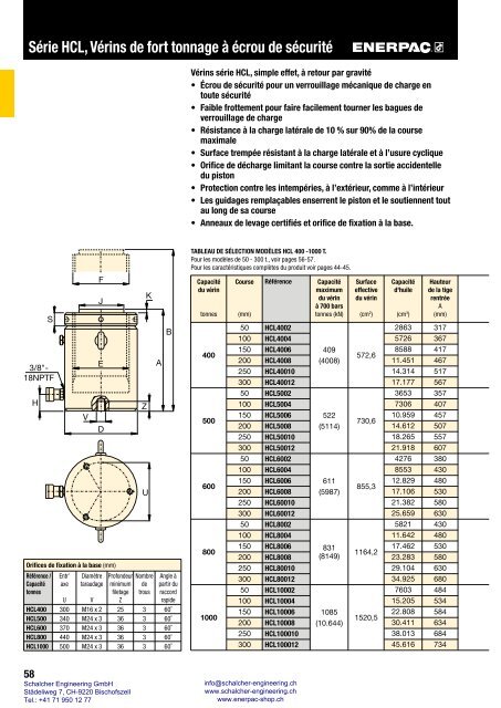 Enerpac Outillages Industriels - Catalogue Français - Schalcher Engineering GmbH