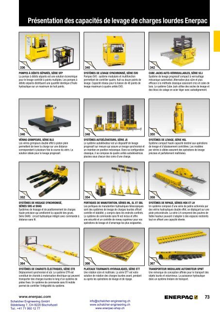 Enerpac Outillages Industriels - Catalogue Français - Schalcher Engineering GmbH