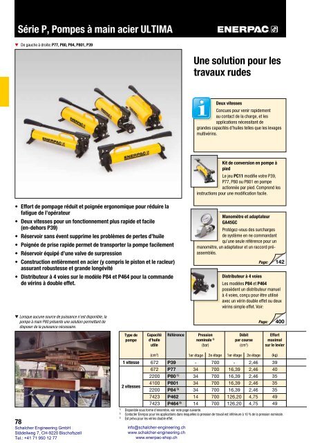 Enerpac Outillages Industriels - Catalogue Français - Schalcher Engineering GmbH