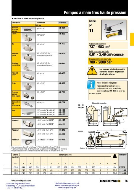 Enerpac Outillages Industriels - Catalogue Français - Schalcher Engineering GmbH