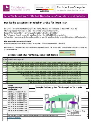 Das ist die passende Tischdecken Größe für Ihren Tisch