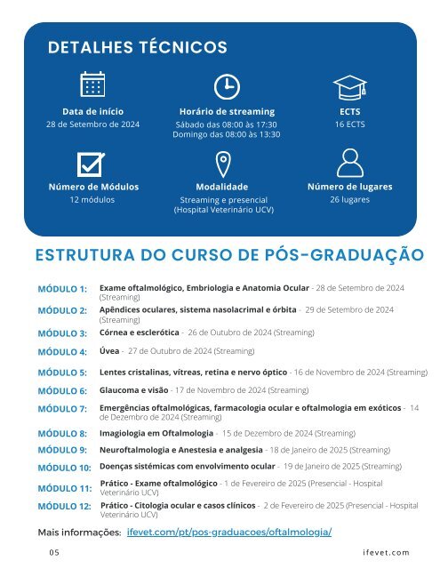 PORTUGAL Folleto pós-graduação em Oftalmologia ifevet - UCV