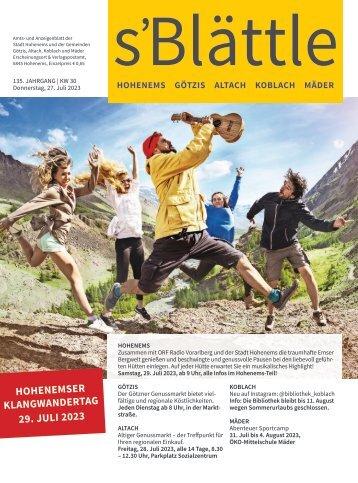 s'Blättle Nr. 30 - Do, 27. Juli 2023