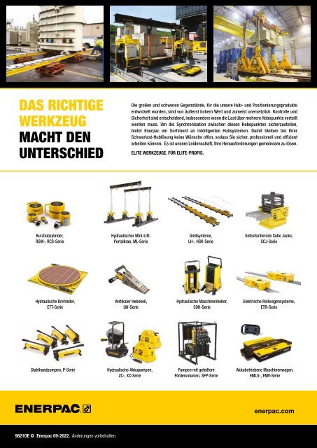 Enerpac Maschinenwagen auf Rollen - Schalcher Engineering GmbH