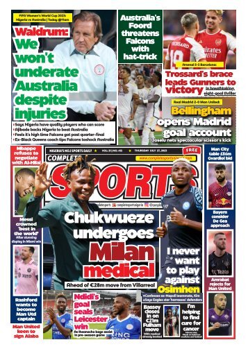 COMPLETE SPORTS - THURSDAY, JULY 27, 2023