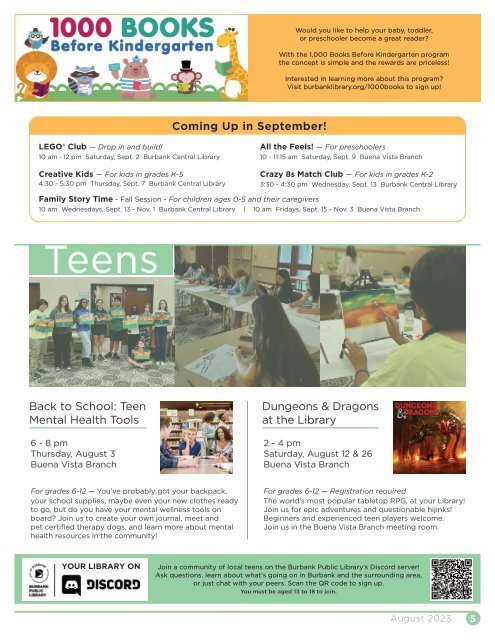 August 2023 Library News and Events