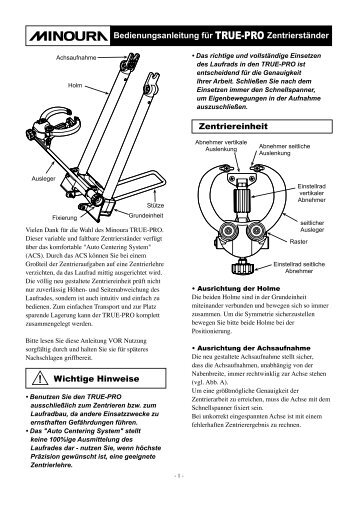 Bedienungsanleitung für TRUE-PRO Zentrierständer ... - Grofa