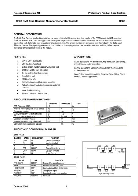 R300 SMT True Random Number Generator Module R300 - Protego ...