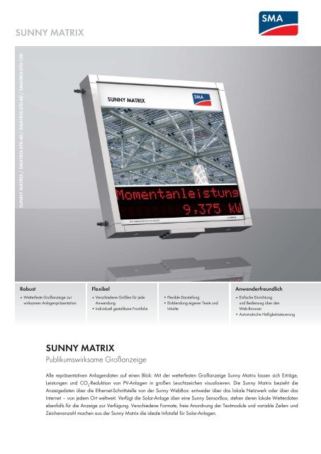 SUNNY MATRIX - SMA Solar Technology AG