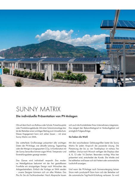 SUNNY MATRIX - SMA Solar Technology AG