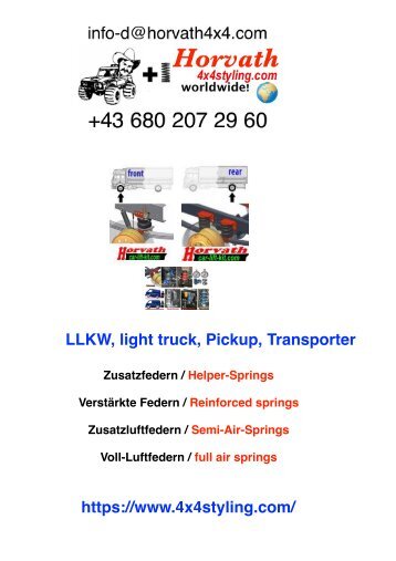 Horvath 4x4 Semi-Air-Springs for LCV light truck, transporter, LLKW - Zusatzluftfedern - Zusatzfedern - Verstärkte Federn