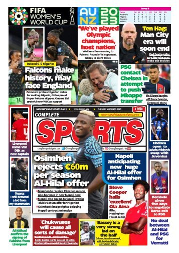 COMPLETE SPORTS - TUESDAY, AUG 1, 2023