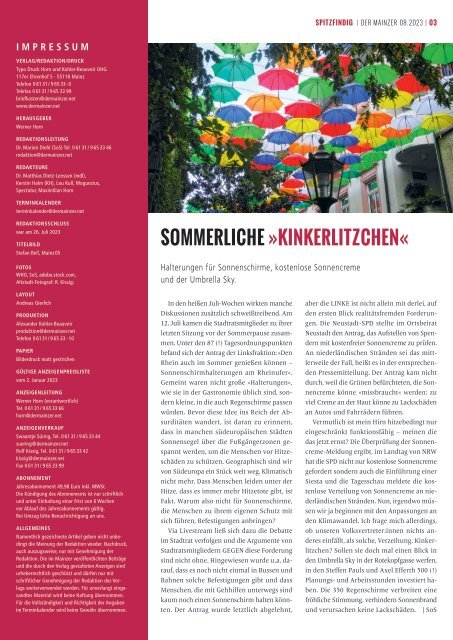 DER MAINZER - Das Magazin für Mainz und Rheinhessen - Nr. 395