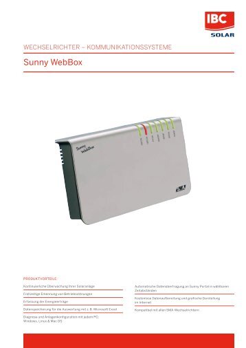 Datenlogger IBC Sunny WebBox - ch-Solar