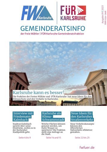 Karlsruhe kann es besser! Gemeinderatsinfo #9 | 2023