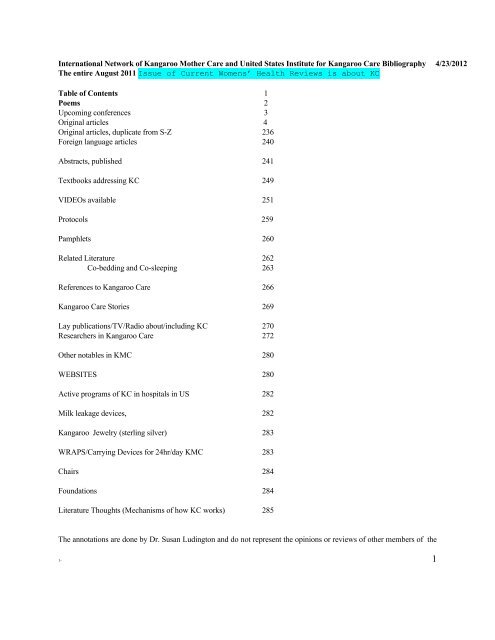 International Network of Kangaroo Mother Care and United ... - USIKC