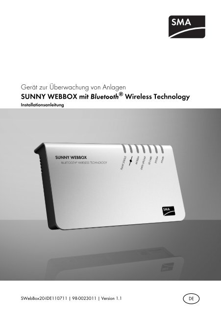 SUNNY WEBBOX mit Bluetooth® Wireless Technology - SMA Solar ...