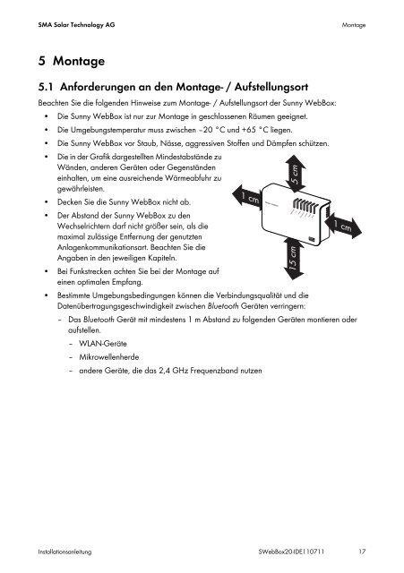 SUNNY WEBBOX mit Bluetooth® Wireless Technology - SMA Solar ...