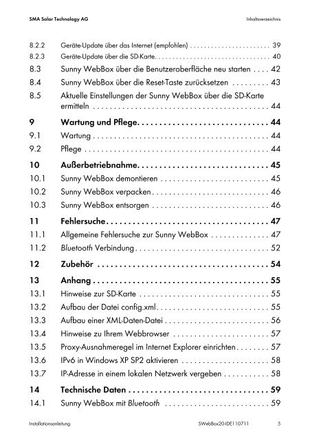 SUNNY WEBBOX mit Bluetooth® Wireless Technology - SMA Solar ...