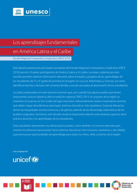 Los aprendizajes fundamentales en América Latina y el Caribe ERCE 2019