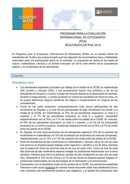 Informe PISA 2018 ESPAÑA (ES)