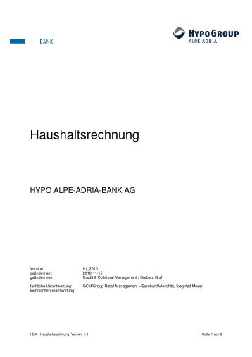 Haushaltsrechnung - INFINA