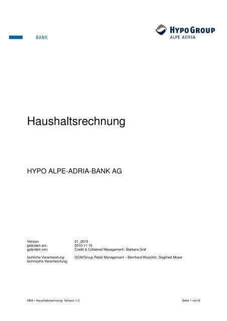 Haushaltsrechnung Infina