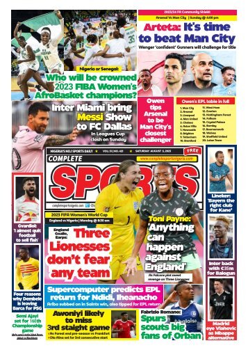 COMPLETE SPORTS - SATURDAY, AUG 5, 2023