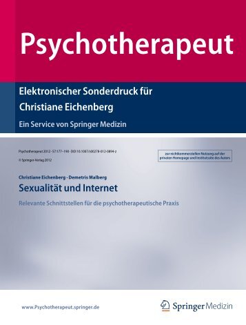 Elektronischer Sonderdruck für Sexualität und Internet Christiane ...