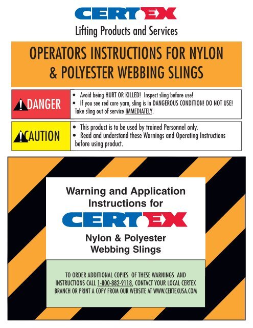 operators instructions for nylon & polyester webbing slings