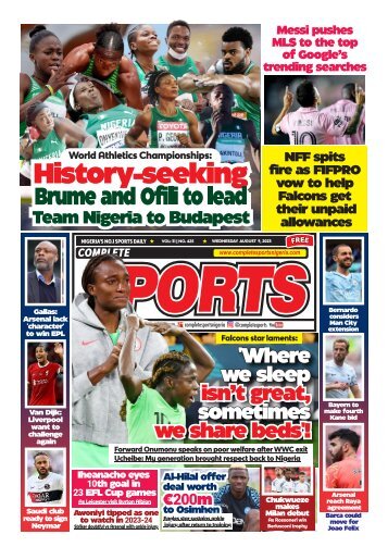 COMPLETE SPORTS - WEDNESDAY, AUG 9, 2023