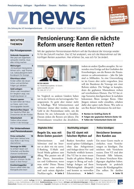 vznews, Schweiz deutsch, September 2023, Ausgabe 137