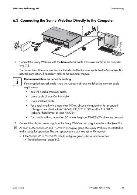 SUNNY WEBBOX - User Manual - SMA Solar Technology AG