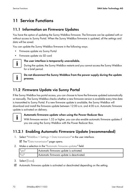 SUNNY WEBBOX - User Manual - SMA Solar Technology AG