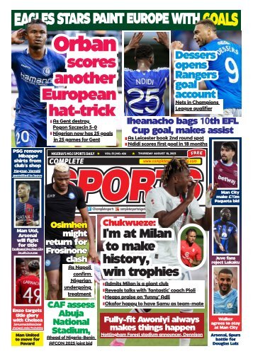 COMPLETE SPORTS - THURSDAY, AUG 10, 2023