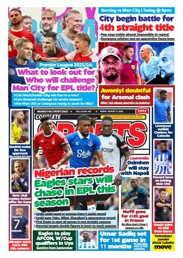 COMPLETE SPORTS - FRIDAY, AUG 11, 2023