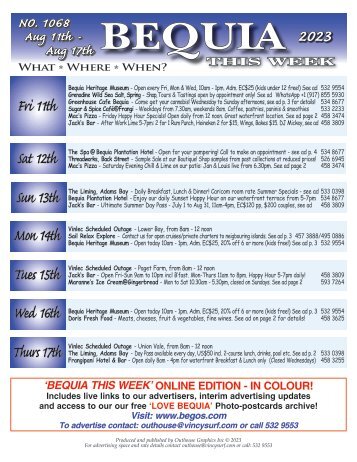 Bequia this Week - 11th August - 17th August 2023