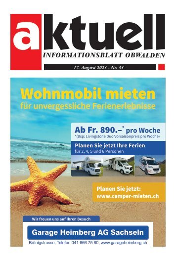 Aktuell Obwalden | KW 33 | 17. August 2023