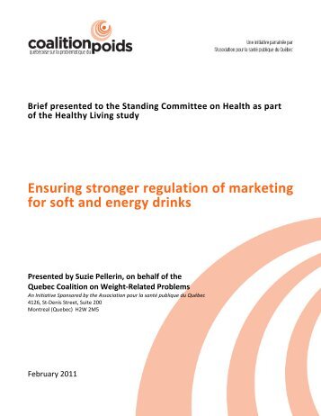 Ensuring stronger regulation of marketing for soft and energy drinks