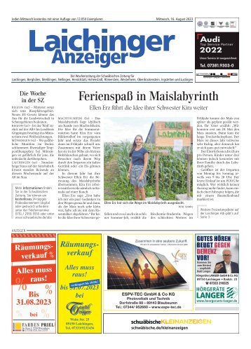 16.08.2023 Laichinger Anzeiger