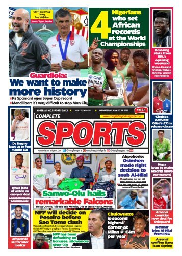 COMPLETE SPORTS - WEDNESDAY, AUG 16, 2023