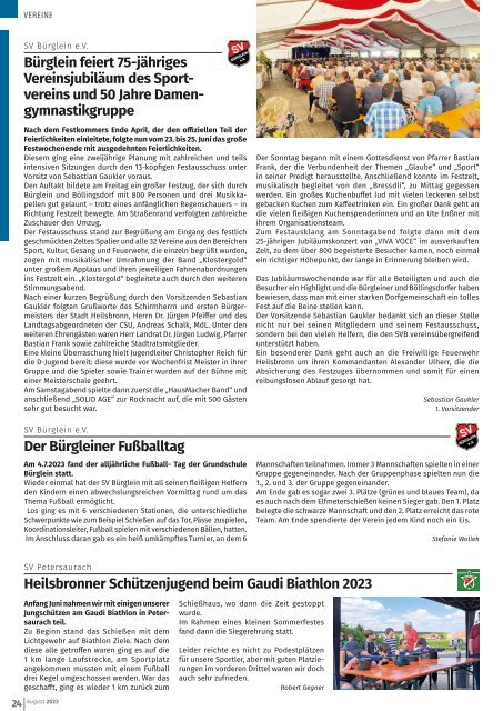 Monatsblatt Heilsbronn August 2023