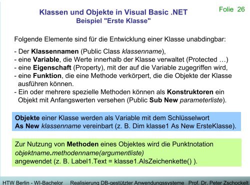 Ereignisse in Visual Basic .NET - Wirtschaftsinformatik HTW Berlin